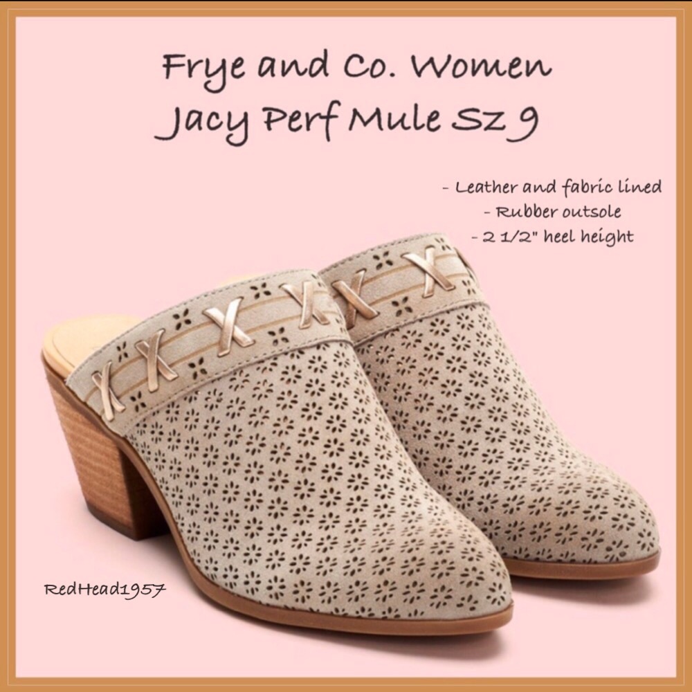 🎁Frye Jacy Perf Mule Suede Wax Leather Sandals 👡 🎁NIB! 📦 Size 9